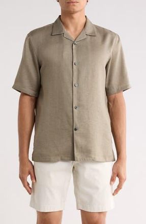 Theory Daze Short Sleeve Linen Button-Up Shirt in Wasabi at Nordstrom Rack, Size Xx-Large