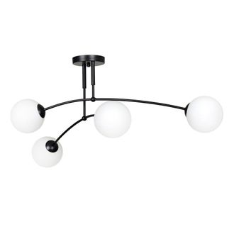 Wonderlamp Plaf&oacute;n de techo estilo minimalista negro con 4 esferas de cristal
