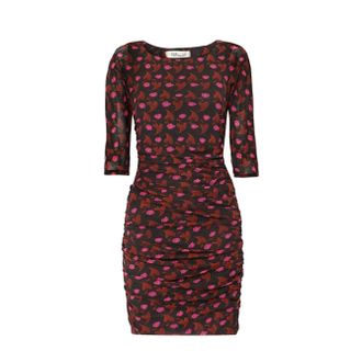 Diane Von Fürstenberg DVF New Season Cherry Leaf Print Mini Dress Size XS