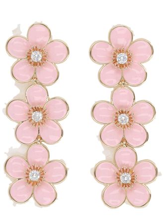 Self Portrait Cascading Floral Enamel Drop Earrings