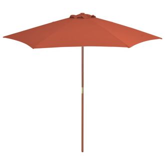 vidaXL Sombrilla De Jard&iacute;n Con Palo De Madera Terracota 270 Cm Vidaxl