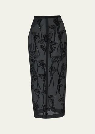 Carolina Herrera Embellished Silk Maxi Skirt