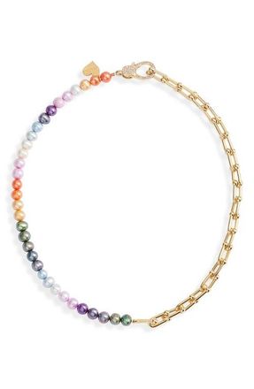 Vidakush Multicolor Freshwater Pearl Chain Necklace in Multi/Gold at Nordstrom, Size 18