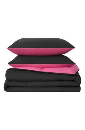 Juicy Couture Reversible Box Stitch Comforter & Sham Set in Black/Hot Pink at Nordstrom Rack, Size Twin/twin Xl