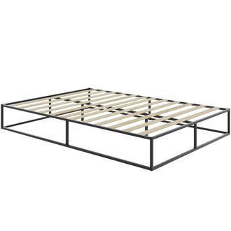 TecTake Cama con marco de acero y somier, 250 kg, 200 x 140 x 25,5 cm, negro