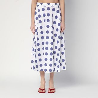 Moschino Flared white skirt with polka dots