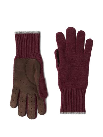 Brunello Cucinelli cashmere gloves - men - Cashmere/Suede - M - Red