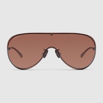 Gucci Mask Frame Sunglasses, Brown