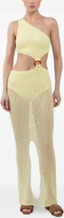 Bananhot one-shoulder ring-detail midi dress - Yellow