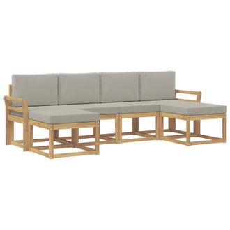 vidaXL Conjunto De Sof&aacute;s De Exterior 6 Pcs Blanco Y Gris Claro Vidaxl