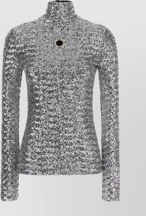 Paco Rabanne metallic sequin embellished high neck sweater