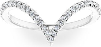 Pompeii3 1/4Ct Diamond V Shape Ring Contour Stackable Band in White, Yellow, or Rose Gold