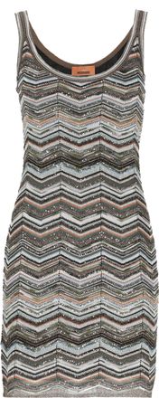 Missoni Multicolor Chevron Mini Dress with Lurex and Sequins
