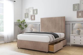 Comfort Beds Denver Naples Divan Base 2 Drawers - 54 Headboard in Light Brown | Size: Single