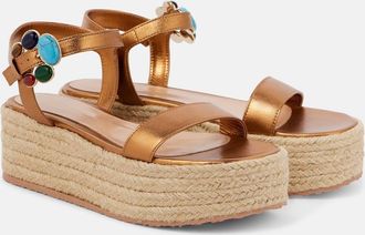 Gianvito Rossi Sandali espadrillas in pelle metallizzata