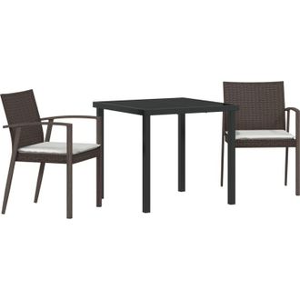 vidaXL Conjunto De Comedor De Jard&iacute;n 3 Pcs Marr&oacute;n Polirat&aacute;n Vidaxl