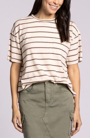 Thread & Supply Kay Oversize Linen Blend T-Shirt in Bone Soft Coral at Nordstrom, Size Medium