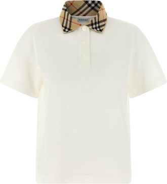 Burberry White Cotton Polo