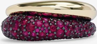 Melinda Maria Womens Norah Pav&eacute; Double Ring In Gold Ruby