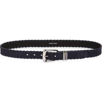 Veronica Beard Whipstitch Suede Belt in Navy at Nordstrom, Size X-Small