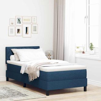 vidaXL vidaXL Letto box spring con materasso Blu 100 x 200 cm Tessuto