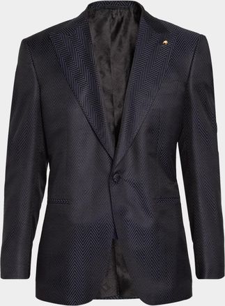 Stefano Ricci Men & apos;s Silk-Wool Herringbone Single-Breasted Sport Coat