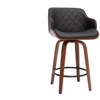 Miliboo Taburete De Cocina De Madera Oscura Y Negro 65 Cm Lucien
