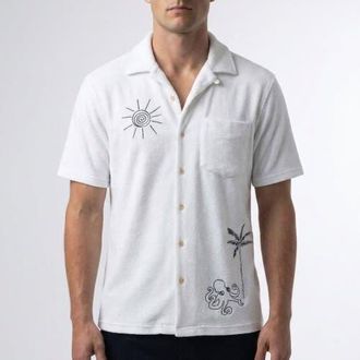 Surfside Supply Co. Mariner Saltwater Terry Camp Collar Shirt in Brilliant White at Nordstrom, Size Xx-Large