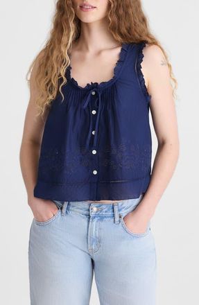 Madewell The Embroidered Leah Top in Classic Indigo at Nordstrom, Size Xx-Large