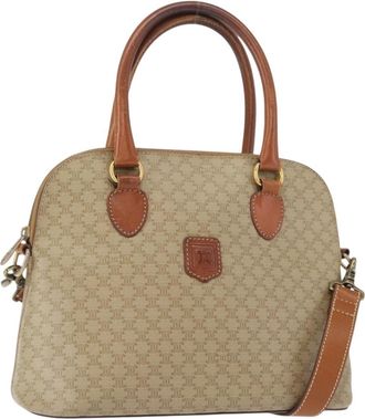 Celine Vintage Macadam Handbag Canvas Beige Pvc Handbag (Pre-Owned)