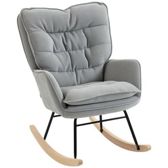 HOMCOM Silla mecedora 71x98.5x97 cm gris claro