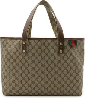Gucci Gg Plus Beige Brown Khaki Gg Supreme Leather Shoulder Bag Tote Bag (Pre-Owned)
