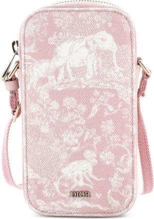 Dior Zip Phone Holder Printed Canvas and Leather crossbody bag - Roze