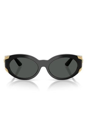 Versace 55mm Oval Sunglasses in Black /Dark Grey at Nordstrom