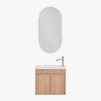 Sklum Conjunto De Mueble De Ba&ntilde;o Suspendido En Madera Con Lavabo Integrado Narek Sklum