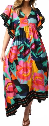 Olivaceous Contrast Maxi Dress In Floral Multi