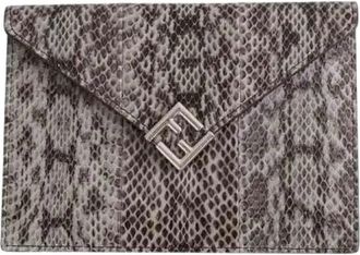 Fendi Pre-owned Pochette - Dames - Vintage Clutch - Grijs - ONE Size - Leer - Vintage