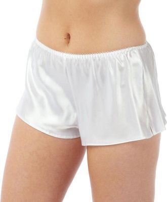 BHS Ladies Boxer Style Satin French Knickers White Cream Black Sizes 8-22 (8, White)