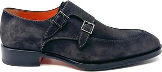 Santoni Double Boucles Velours - Heren - Nette schoenen - Grijs - 43 1/2 EU - Leer - Schoenen
