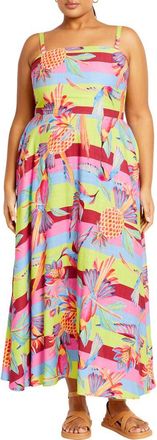 City Chic Saraya Maxi Sundress in Copacabana at Nordstrom Rack, Size Xs/14W