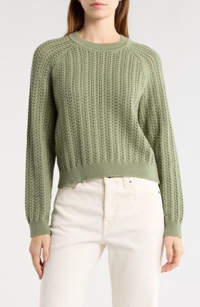 Marine Layer Mina Cotton Pointelle Sweater in Shadow at Nordstrom, Size X-Small