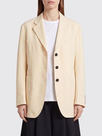 STUDIO NICHOLSON Blazer monopetto in misto lino e viscosa con tasche a toppa