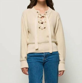 Nation Ltd Rory Lace-Up Sweater In Parchment