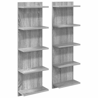 vidaXL Estante De Pared 2 Uds. Sonoma Gris 30 X 15 X 100 Cm Vidaxl