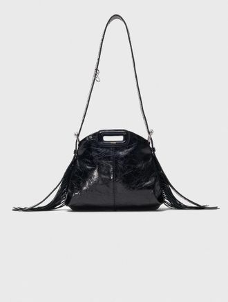 Maje Miss M Mini Cracked Leather Bag - Black - Maje