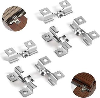 OEM Clips De Fijaci&oacute;n Para Suelo - Fijaci&oacute;n Oculta - Construcci&oacute;n De Tarimas - Acero Inoxidable - 100 Piezas - Plateado