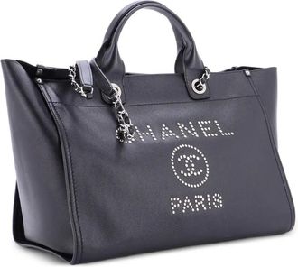 Chanel Deauville Studded Caviar Medium tote bag - Zwart