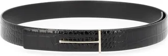 Tom Ford T Buckle Leather Belt - Black