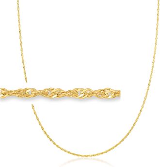 Ross-Simons Italian 1.5mm 18kt Gold Over Sterling Adjustable Singapore-Chain Necklace