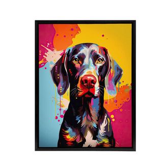 Artery8 German Shorthaired Pointer Dog Portrait Framed Canvas Wall Art Print | Size: W24 x H32